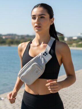 Alo Yoga Belt Bag Light Silver Crossbody Fanny Pack NWT Multi Pocket